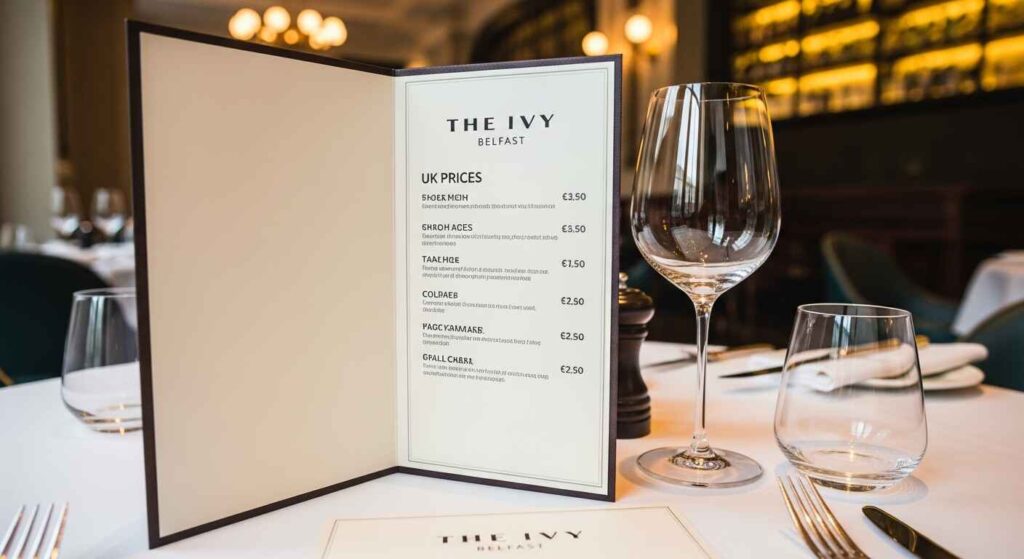 The Ivy Belfast Menu Prices UK